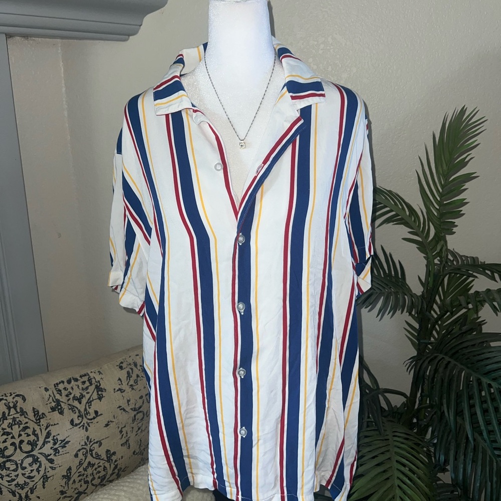 Vintage Forever 21 Striped Polo Top Size L